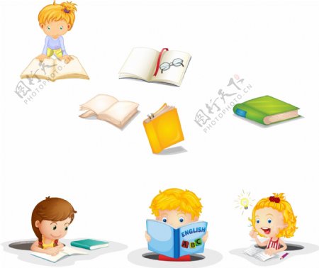 可爱卡通阅读国际儿童读书日