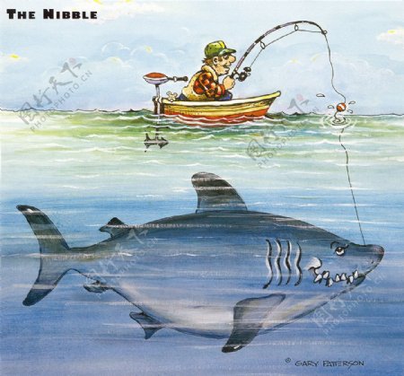 卡通字符钓鱼人物渔夫