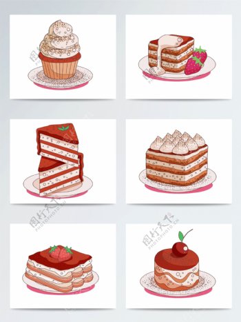 手绘创意蛋糕甜品素材