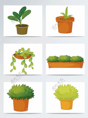 卡通盆栽植物ai素材