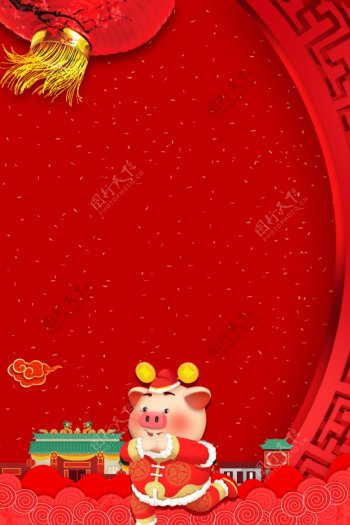 2019喜庆猪年海报背景素材