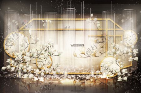 新中式婚礼合影区效果图