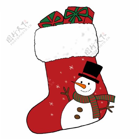 装满礼物的雪人圣诞袜