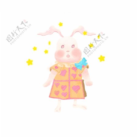 星星兔子中秋节插画可商用元素