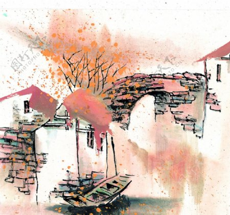 新中式水墨山水装饰画壁画