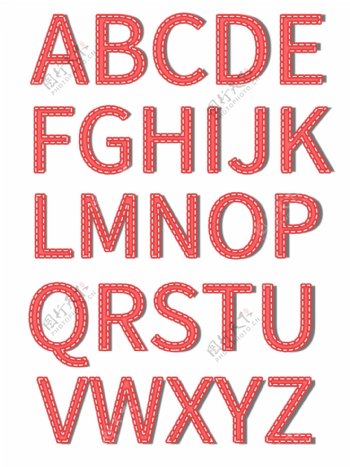 手绘水彩红色创意立体大写字母合集