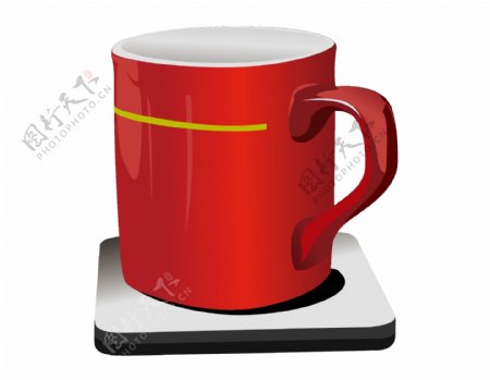 矢量红色陶瓷茶杯元素