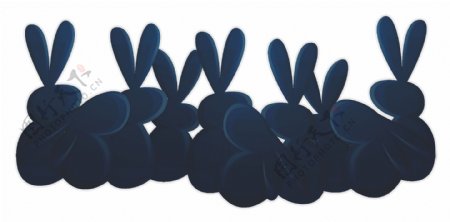 矢量蓝色小兔子元素