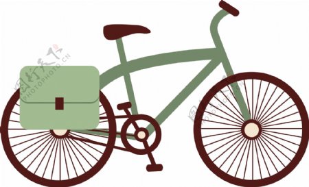 卡通绿色自行车矢量元素