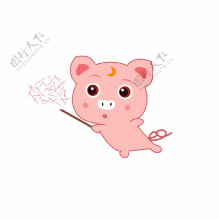 2019年猪年卡通粉红小飞猪可商用元素
