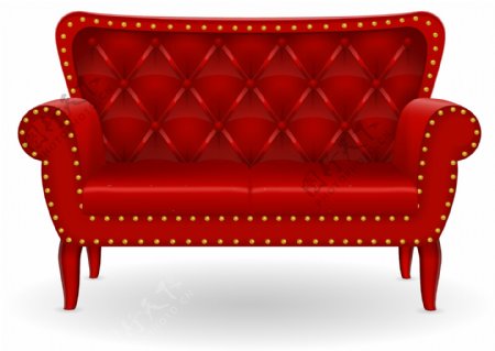 红色皮质沙发矢量元素