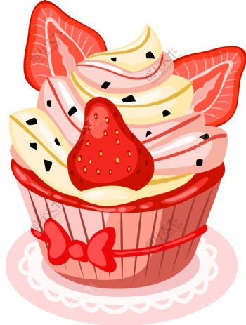 矢量草莓冰淇淋元素