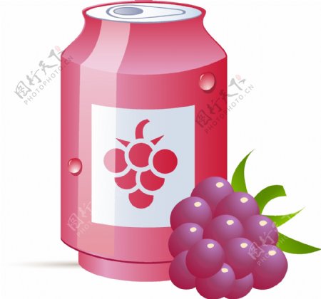 紫色葡萄饮料元素