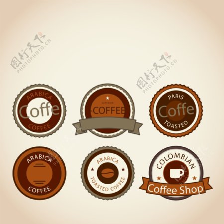 经典徽章样式咖啡店标志素材