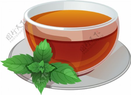 矢量养生红茶元素