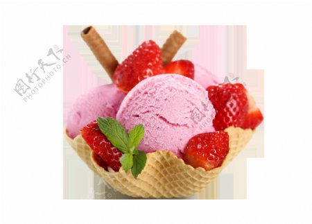 美味草莓冰淇淋元素