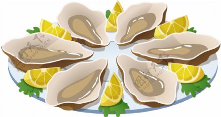 卡通海鲜牡蛎大餐元素