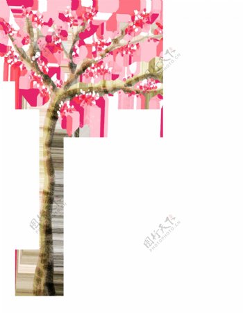 粉色树木花瓣装束