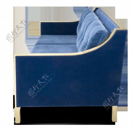 高级蓝色长沙发椅产品实物
