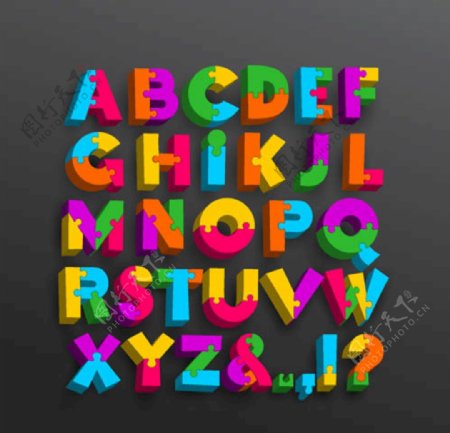 拼图块元素的字母数字