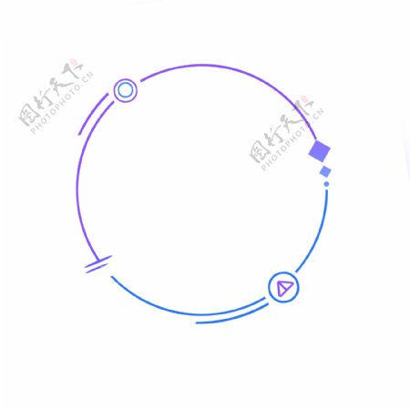 蓝紫色圆形科技边框矩形矢量素材