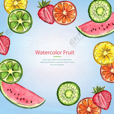 水彩绘水果边框