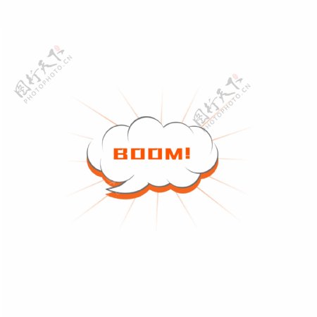 原创手绘风爆炸云对话框红色boom元素