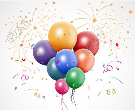彩色节日庆祝气球束矢量素材