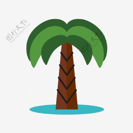 旅游季彩色卡通风出游沙滩椰树图案