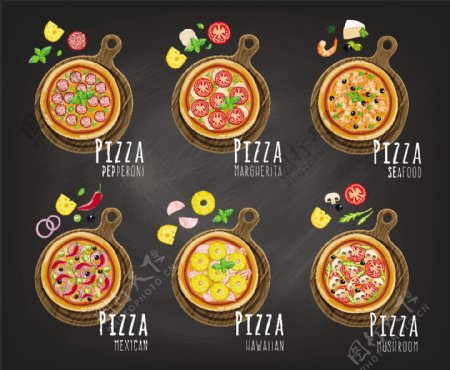 复古手绘披萨菜单模板