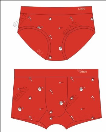 情侣男女内裤设计圣诞图案大红