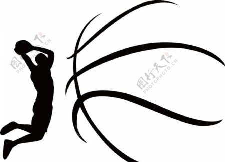 灌篮篮球剪影印制