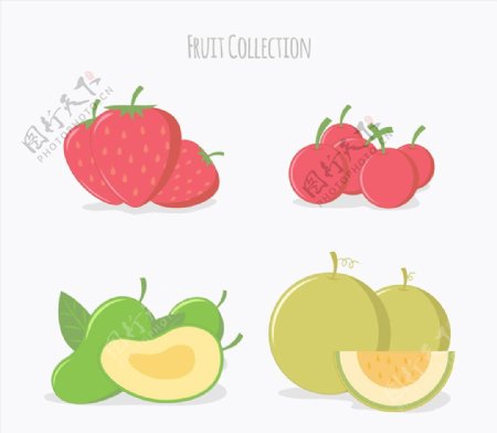 4组彩色水果设计矢量图