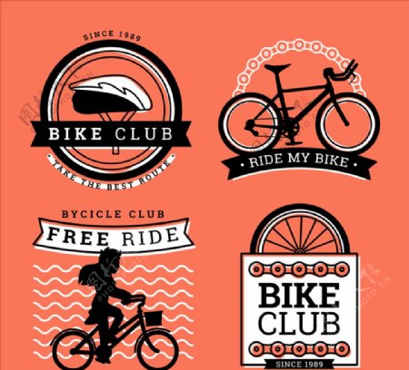 复古自行车俱乐部标签