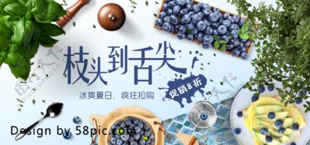 电商淘宝夏凉节饮食茶饮蓝莓海报模板