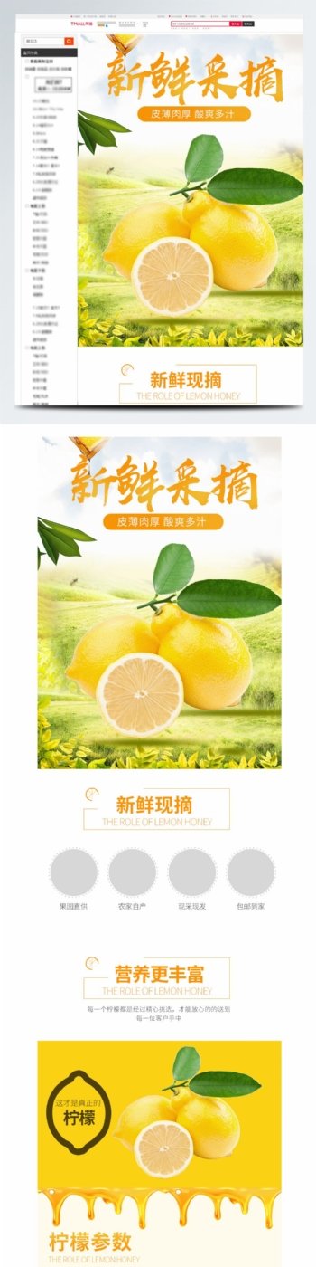 淘宝天猫果蔬生鲜青柠檬详情页模版