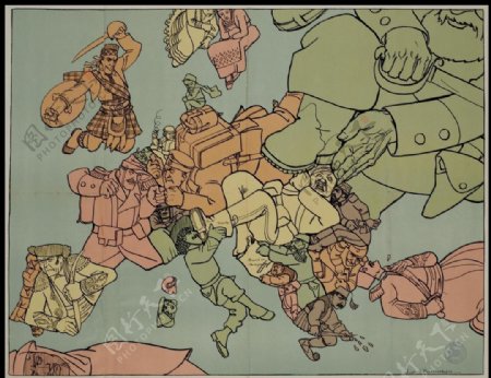 一战世界格局漫画地图