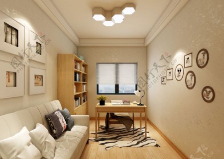 日式简约书房装修效果图