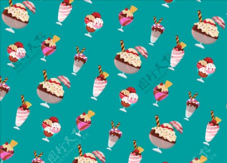 矢量卡通彩色冰淇淋图案背景