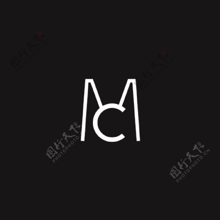 M字母造型logo简约logo