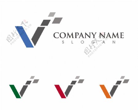 互联网V字母标识logo