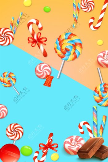 漂亮的彩色棒棒糖海报背景素材