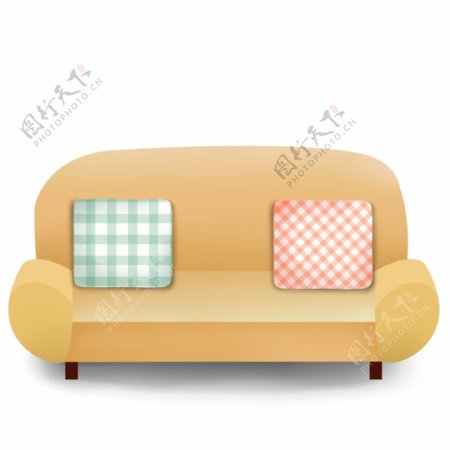 手绘黄色沙发设计可商用元素