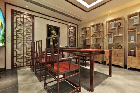 中式风格茶室设计效果图