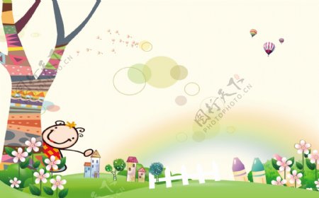 卡通清新彩色儿童节背景