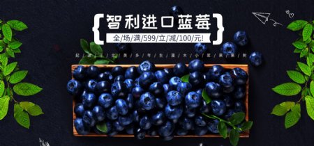 新鲜蓝莓清新生鲜水果促销电商淘宝主图首焦