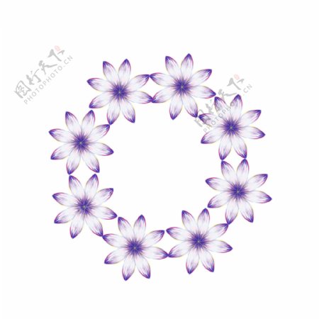 紫色梦幻花瓣圆圈小清新边框手绘可商用元素