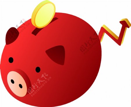红色小猪半立体存钱罐