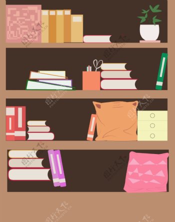 书本和书柜原创元素