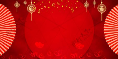 大气新春舞台背景中国风手绘设计